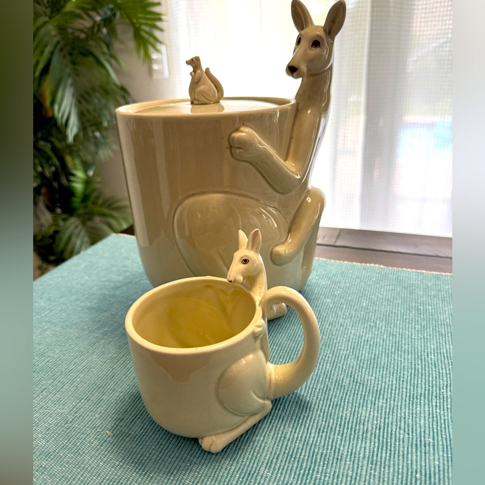 Fitz And Floyd Ceramic Kangaroo Cookie Jar With Lid Vintage Canister Kitchen - Picture 2 of 11